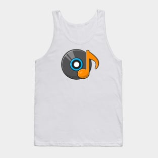 Vinyl Disk Music with Tune and Note of Music Cartoon Vector Icon Illustration (2) Tank Top